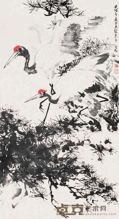 董寿平 王森然 松鹤图 立轴 178×96cm